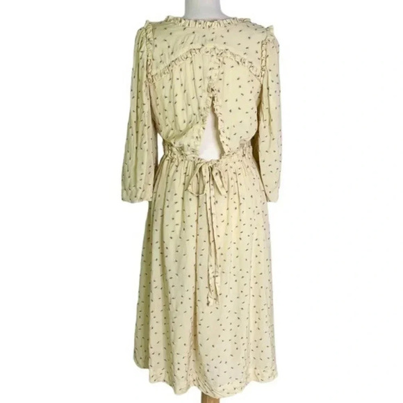 NEW Munthe Curtis Open Back Embroidered Floral Midi Dress Pale Yellow Size 8 - Picture 7 of 14